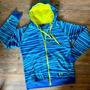 UA Under Armour blue zebra stripe zip hoodie